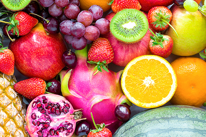 Selection of fresh spring fruit